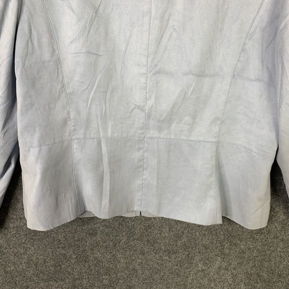 Talbots Suede Cloth Zip Front Jacket Blue Lined Shoulder Pads Size 20 - Picture 11 of 15